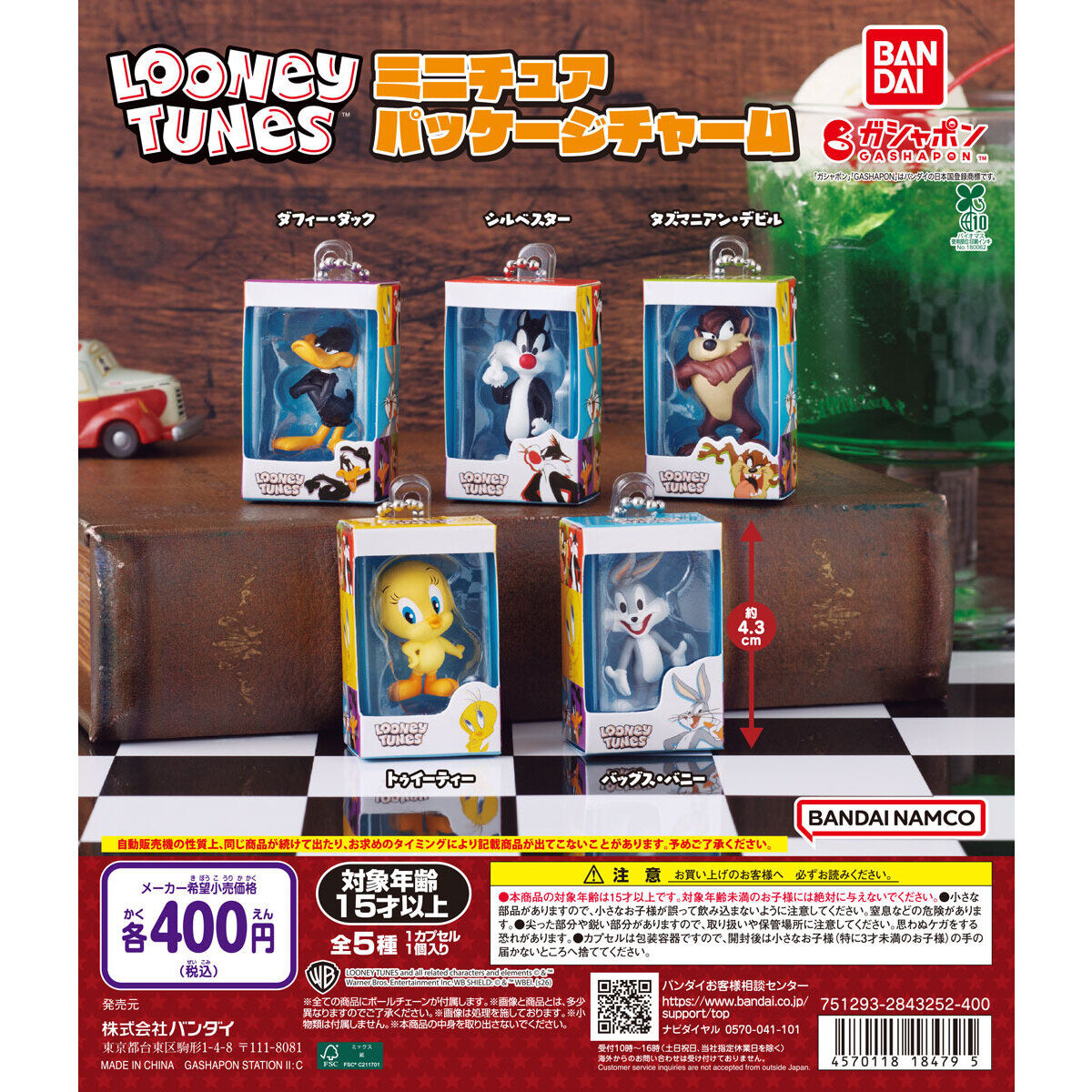 LOONEY TUNES ミニチュアパッケージチャームの台紙画像