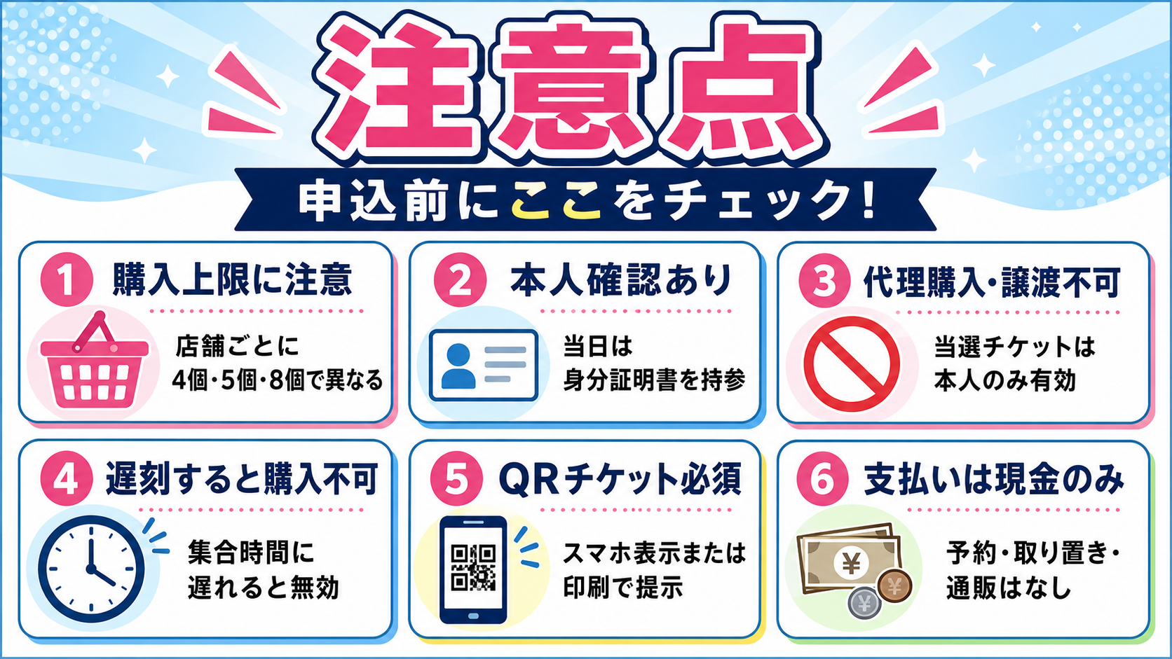 サンリオ くだものめじるしアクセサリー抽選販売の注意点、購入上限・本人確認・QRチケット・現金払いなどを案内